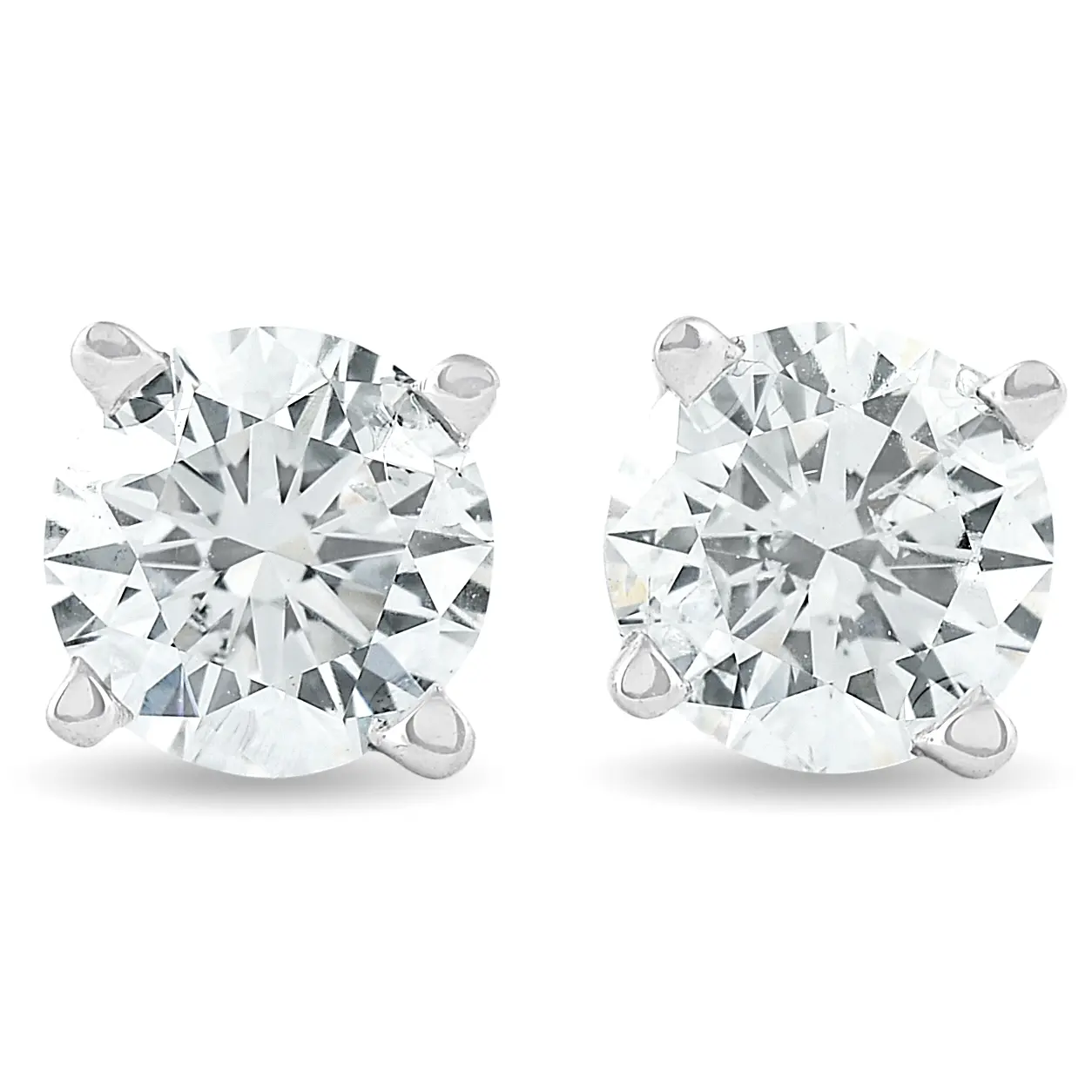 1 1/4Ct Round Brilliant Cut Natural Diamond Studs in 14K Gold Basket Setting