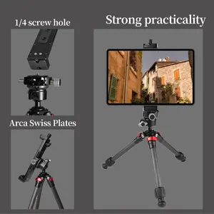 Aluminum Tripod Mount Adapter for iPad, Tablet Holder Mount for Tripod with 1/4" Screw, iPad Tripod Attachment Tablet Mount, Compatible with iPad 5.7-11inch Most Tablet Computer Adjustable