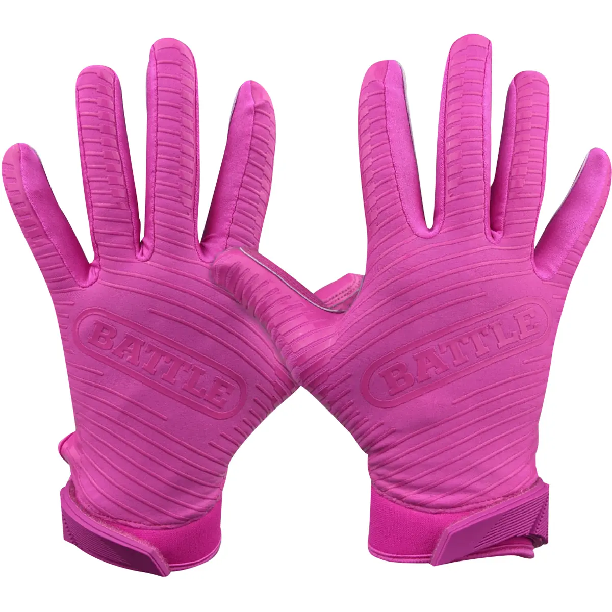 Battle Sports Doom 1.0 Adult Football Gloves - Breathable Nylon Receiver Gloves with Ultra-Stick Palm, Meets NFHS/NCAA/NOCSAE Standards, Pink, Athletes, Adults, Snug Wrist, Nfhs Standards