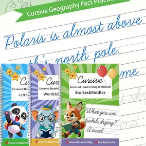 3 Pack Cursive Handwriting Workbook, Cursive Handwriting Book,Cursive Writing Practice Book,Learning Cursive for  Grooved Words Letters Sentences Numbers