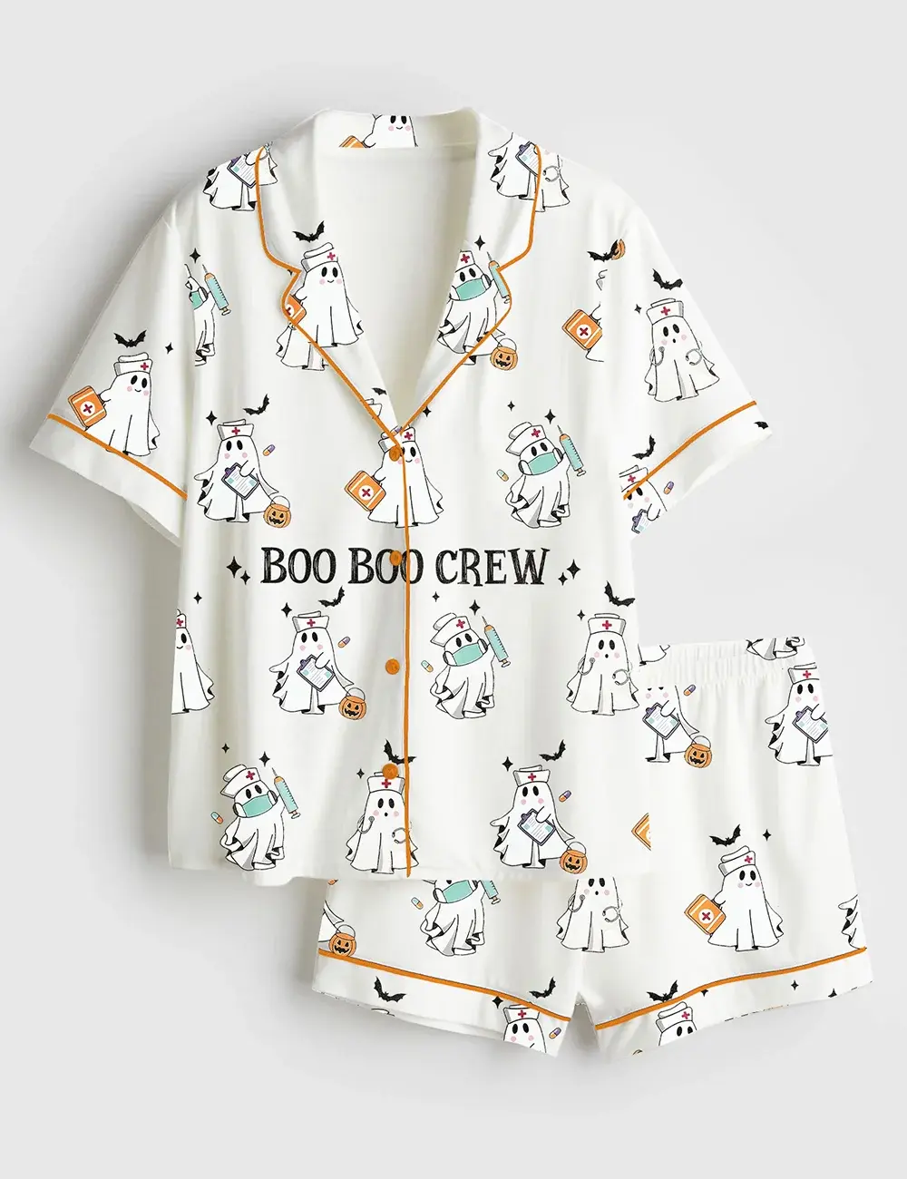 Boo Boo Crew Ghost Nurse Cute Halloween Spooky Season Pajama Set For Women, Gift For Her, SoftLounge Pajamas, CozyDream Set, Gift For Lover