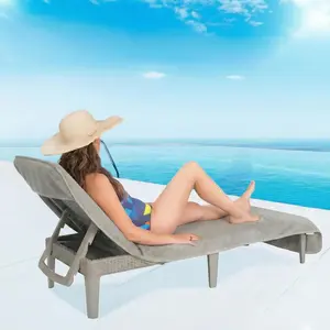 Chaise Lounge Covers with Pocket, 86"x32"  Beach Pool Lounge Chair Towel, Gray