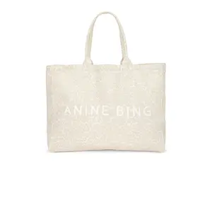 ANINE BING Leo Canvas Tote Bag in Washed White