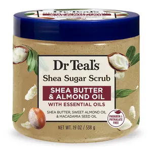 Dr Teal's Shea Sugar Body Scrub with Shea Butter, Almond & Essential Oils, 19 oz