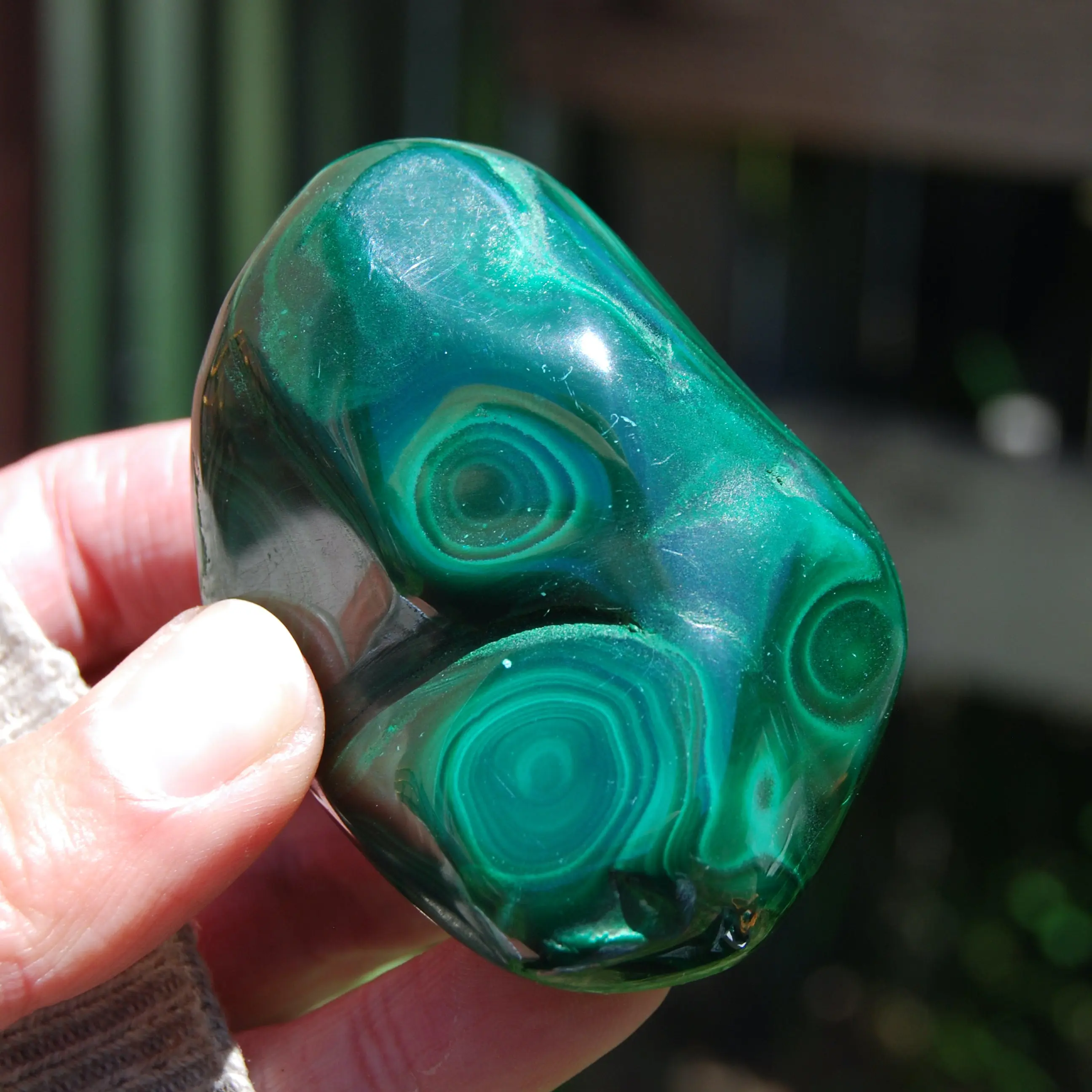 2.75in 206g Large Natural Malachite Crystal Palm Stone Botryoidal Free Form