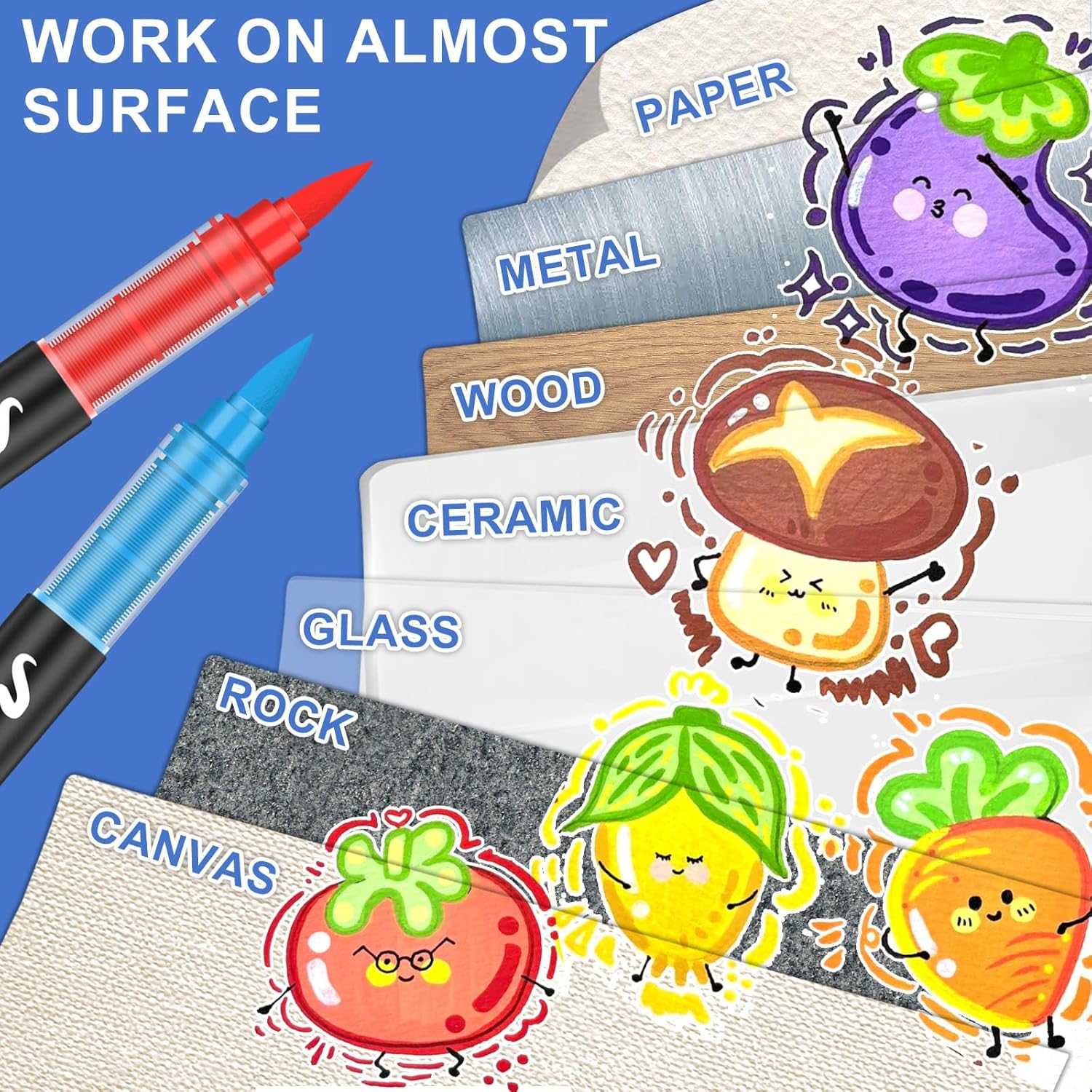 360 Color Acrylic Paint Markers,Detachable suitcase,Brush Tip , Acrylic Paint Pens with Direct-Liquid Ink System, Paint Markers for Rock Painting, Fabric, Wood, Canvas, Plastic, Permanent,Washable,Quick-Drying,Waterproof