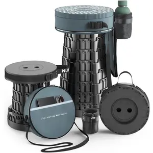 2026 Upgraded Collapsible Stool & 3IN1 Cushioned Carry Bag, 2.5"-18" Height Adjustable Max 620lbs, Portable Retractable Telescoping Seat, Foldable Camping Stool or Footrest for Adults (Round)