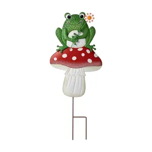Glitzhome 30" 2-in-1 Cute Frog on Mushroom Garden Yardstake