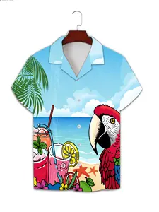 Men's Soft Skin-Friendly Casual Lightweight Breathable Hawaiian Shirt, Summer Beach Style Cuban Collar Short Sleeve, Casual Loose Fit Vacation Tropical Print Shirt, Limited-time holiday discounts, fast shipping