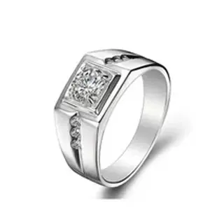 Round accent mens - Ring - Silver - CZs - Size 10