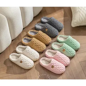 Comfortable winter slippers for both men and women, soft and warm, suitable for couples to wear. Comfortable winter slippers | Wool lined indoor shoes, non slip sole, gray white hot style, very suitable for home use, plush slippers, soft fabric
