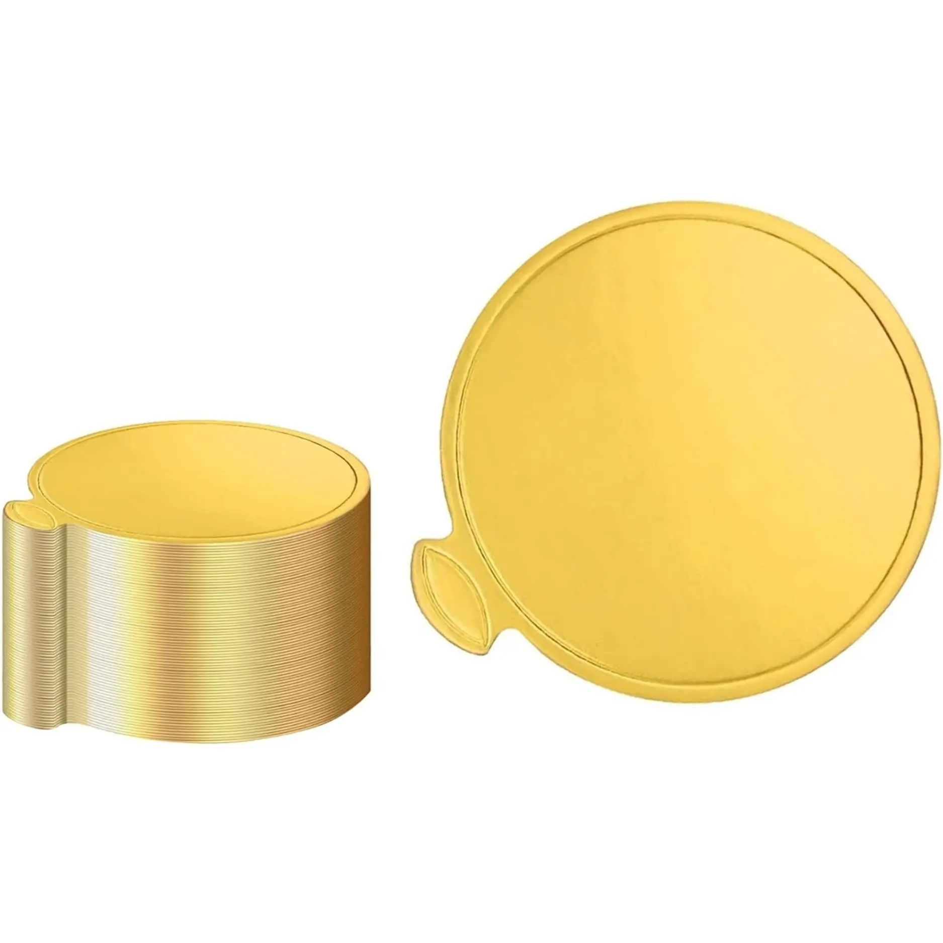 50PCS 3.15-Inch Round Gold Cake Boards, Mini Dessert Base Plates for Mousse, Cupcakes, Mini Cakes & Pastries