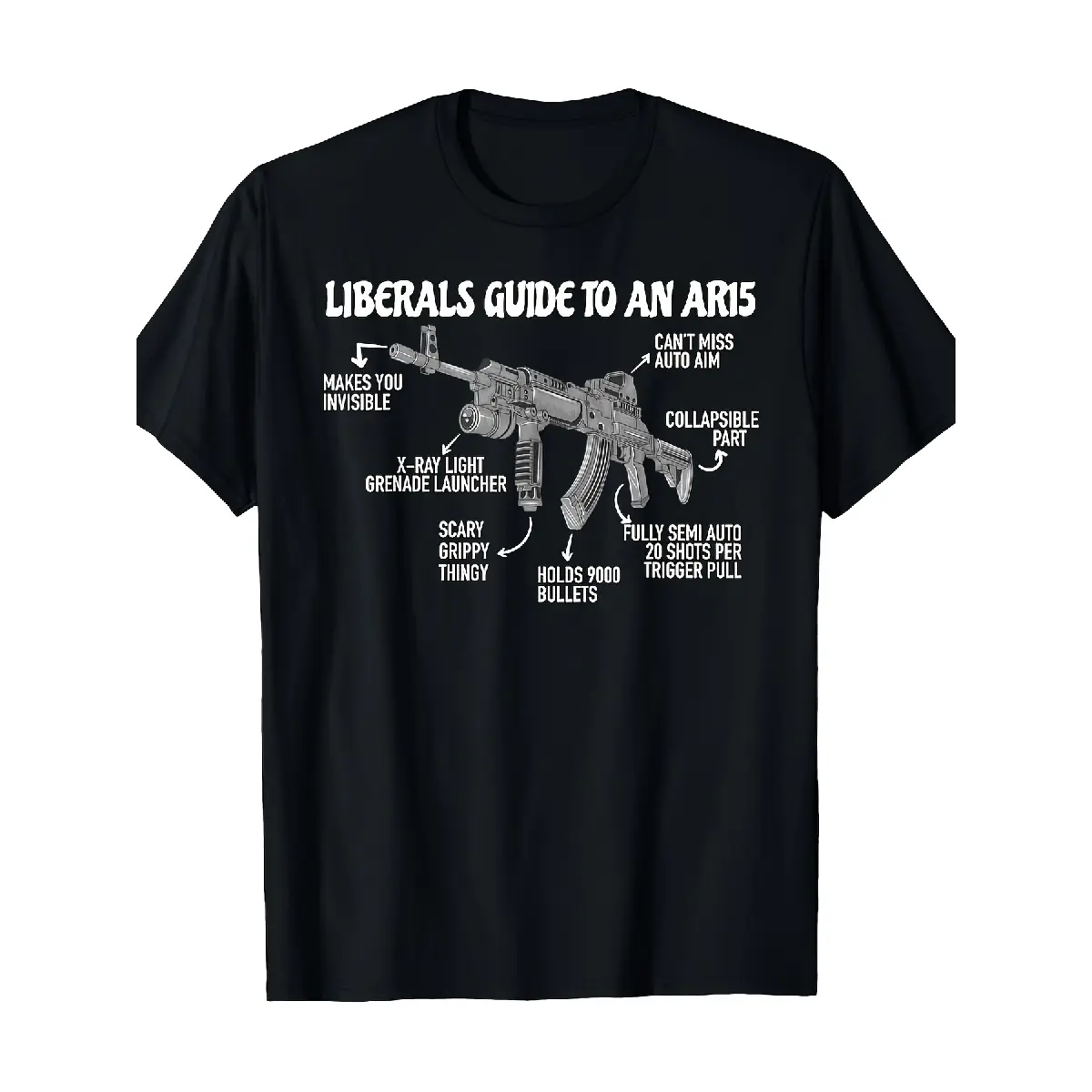 'S & 'S Short  Liberals Guide to an AR15 Funny Anti Liberal Pro Gun AR15 2A T Shirt Plus-size Clothing for Both Men and Women, in Sizes 0XL-5XL., PLUS SIZE