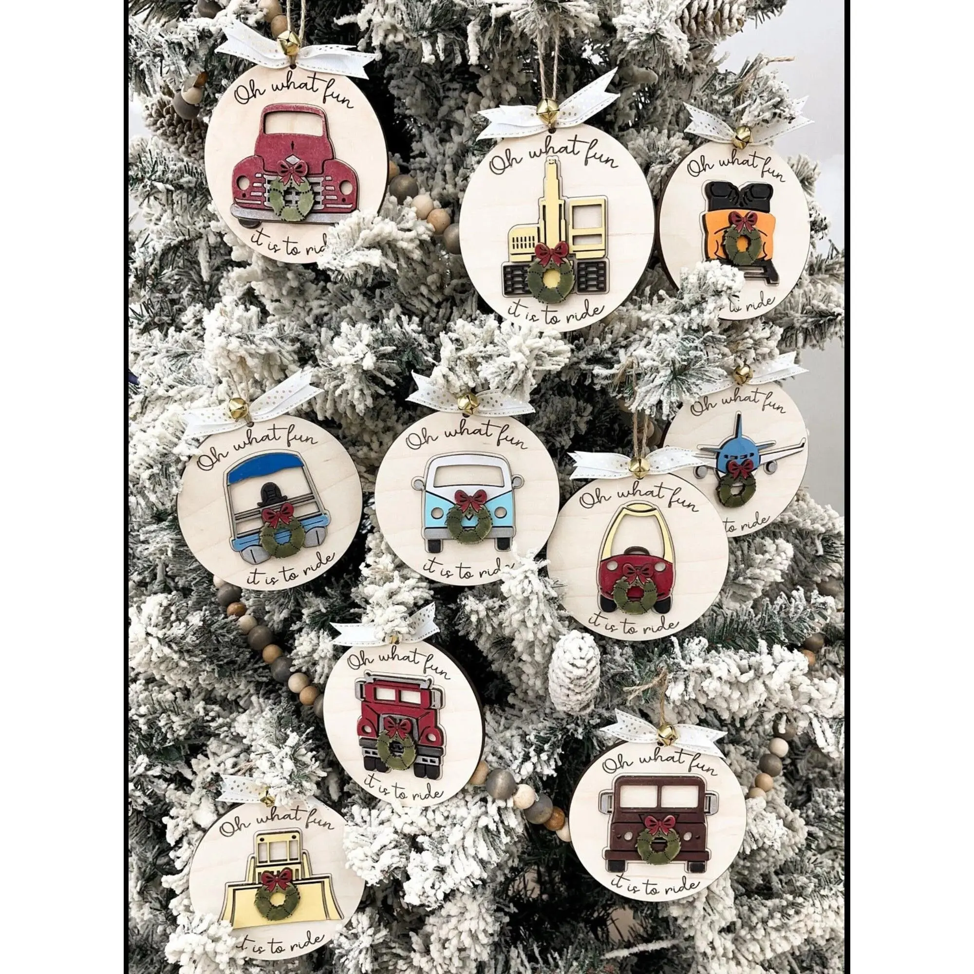 Funny Wooden Handmade Christmas Tree Ornaments, Family Retro Christmas Ornaments, Christmas Decorations