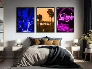 Hollywood, Beverly Hills, Las Vegas Wall Art, Set of 3 Posters, Aesthetic Posters