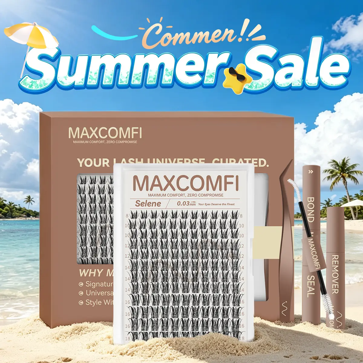 MaxComfi SELENE & APHRODITE Anime Cluster Lash Extensions - Gentle DIY False Lashes with Thin Band, Long-Lasting Waterproof Super Soft for Natural Airy Cute Look, Beauty Products, Cosmetic, Beginners,sunscreen, Acrylic Resin