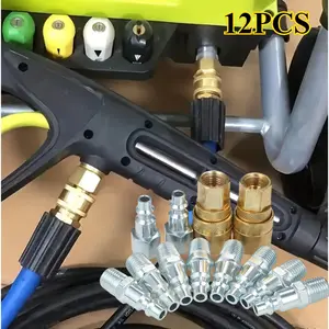 Coupler Air compressor Accessories, Air Quick Connection Accessories Durable Metal air compressor coupler and Plug Set Quick Connection No Electric Industrial Model (S-210) 1/4 inch NPT M connector Mechanical and DIY gift 12 pieces