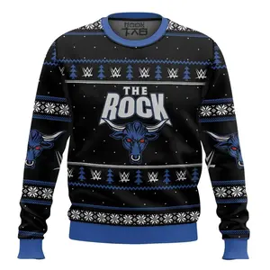 The Rock WWE Ugly Sweater Retro Trendy Ugly Sweater, Sweater Lover Gift For Dad Gift For Mom Outfit For Family Holiday