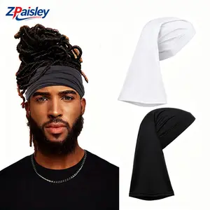 1Pc/2Pcs Long Durag Wave Cap, Stretchy Satin Dreadlock Head Wrap, Soft Hair Protective Turban Cap for 360 Waves Dreadlocks Curly Hair Sleeping Daily Wear