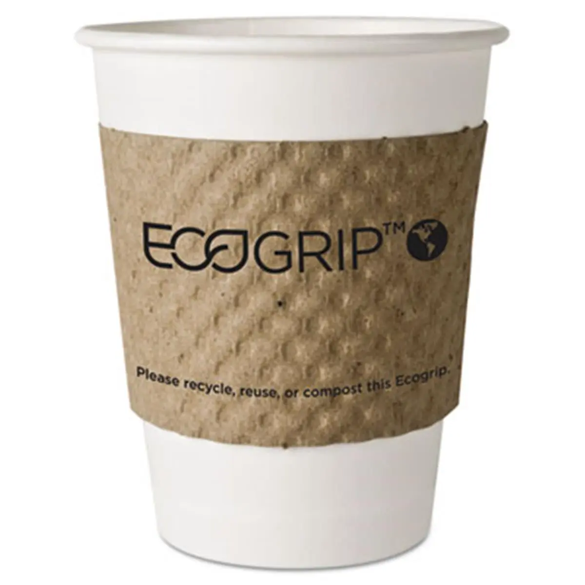 EcoGrip Eco-Friendly Kraft Cup Sleeve - Eco-Products Inc EG2000, Recycled Content, Cup Insulation, Grip Protective Drinkware Accessory, 1300 per Carton, Printed Sleeves, Grip Protective Drinkware Accessories