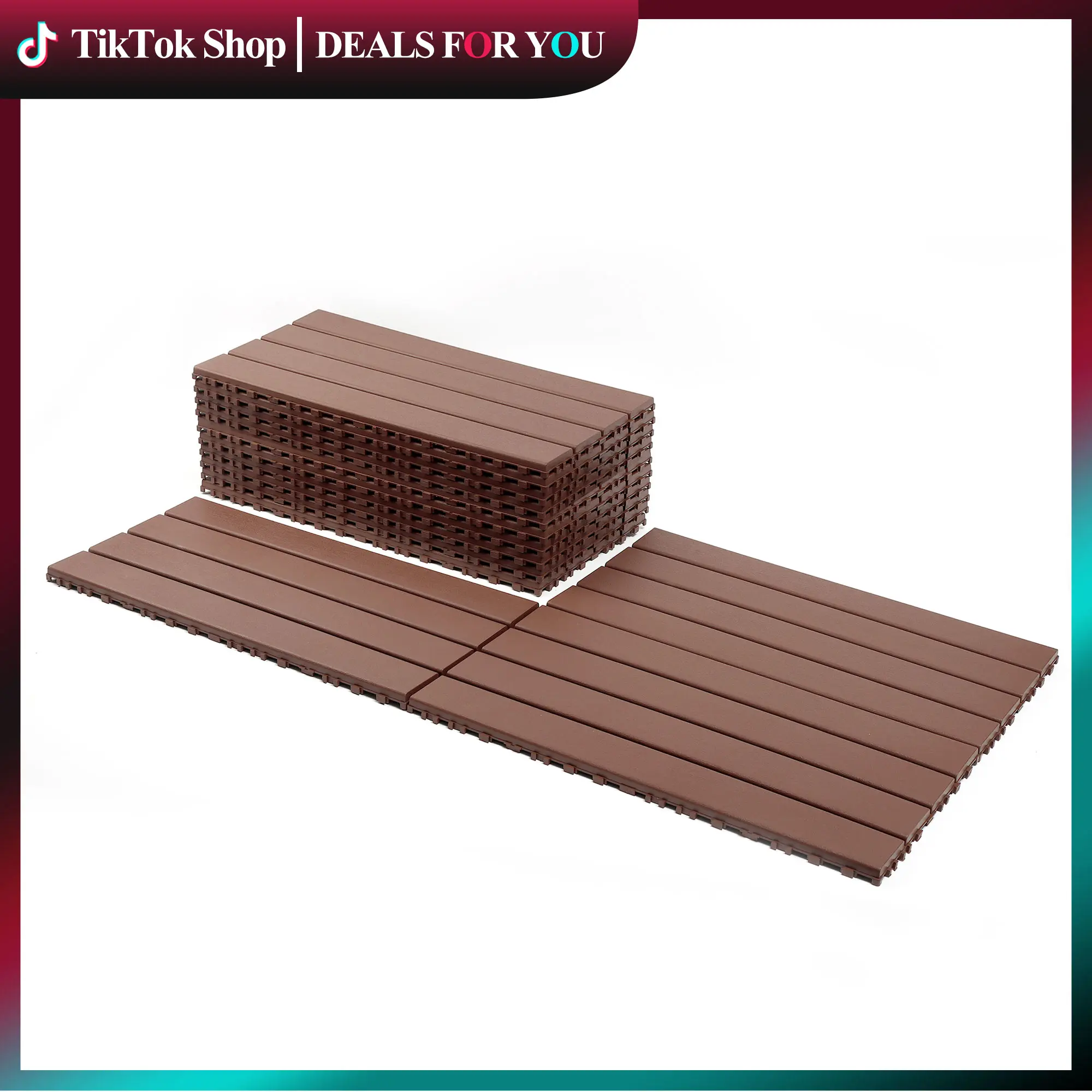 ZUGELAN Interlocking Deck Floor Tiles (24-Pcs, 24"x12", 48 Sqft Dark Grey), Outdoor/Indoors Balcony & Indoor Area Flooring, All-Weather, Durable, Non-Slip, Fast-Drying, Easy-to-Install