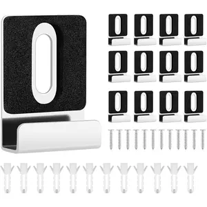 12 Pack Heavy Duty Metal Mirror Clips Kit with Screws & Rubber Pads for Frameless Mounting - Wall Tile Billboard Mirror Hanger Hardware ()