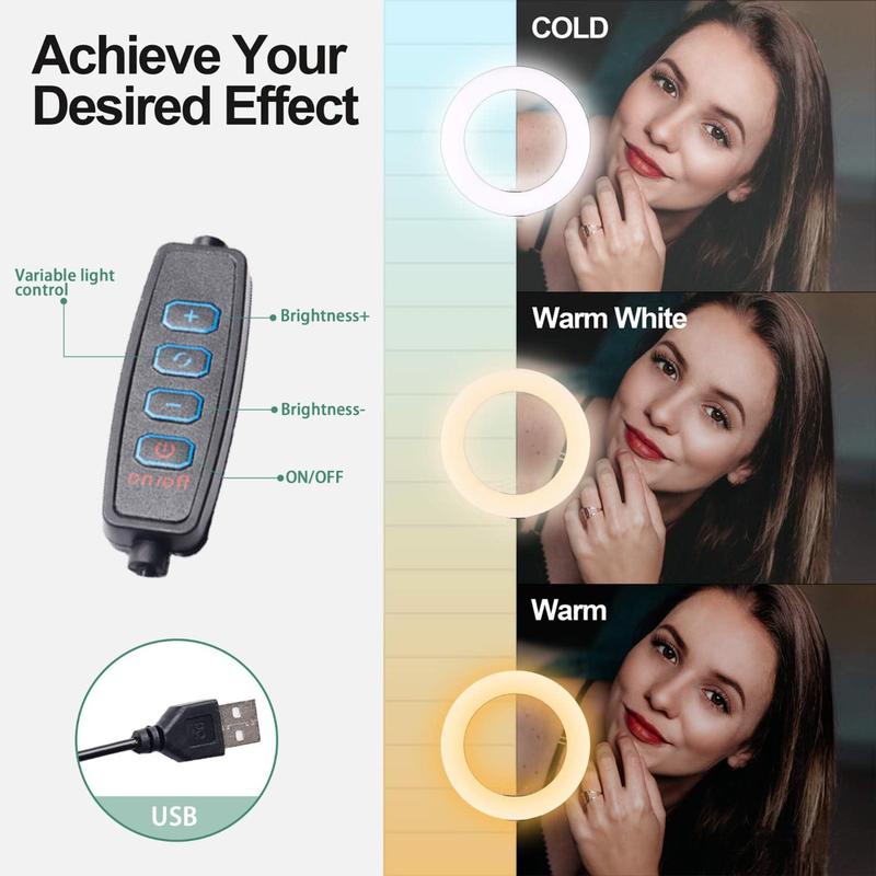 10"Ring Light with Stand,Video Light Tripod for Phone ,with 43.3"Tripod/1 Phone Clips/1 USB Ports,2600K-6500K Color Temperature,for Barber Makeup Tattoo TikTok Video Recording Vlog#Christmas lights