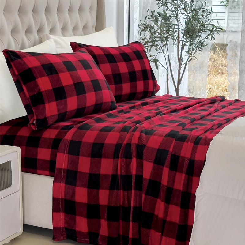 Elegant Comfort 4-Piece Velvet Plush Flannel Sheet Set - Ultra-Soft Cozy Bedding for Warmth and Comfort.