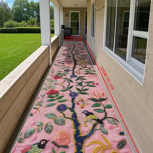 Background Tree Pattern Long Hallway Rug, Decorative Area Rug, Soft Outdoor Courtyard Mat, Easy Clean Bedroom Kitchen Decor Carpet