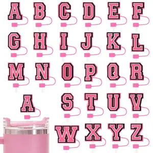 Tumbler Tango Cover: 6-8 Pack Reusable Pink&White Letter Design Straw Caps for 30&40oz Cups! Sip in Style with these Vibrant Drinkware Accessories! Bottles Mug straw tip