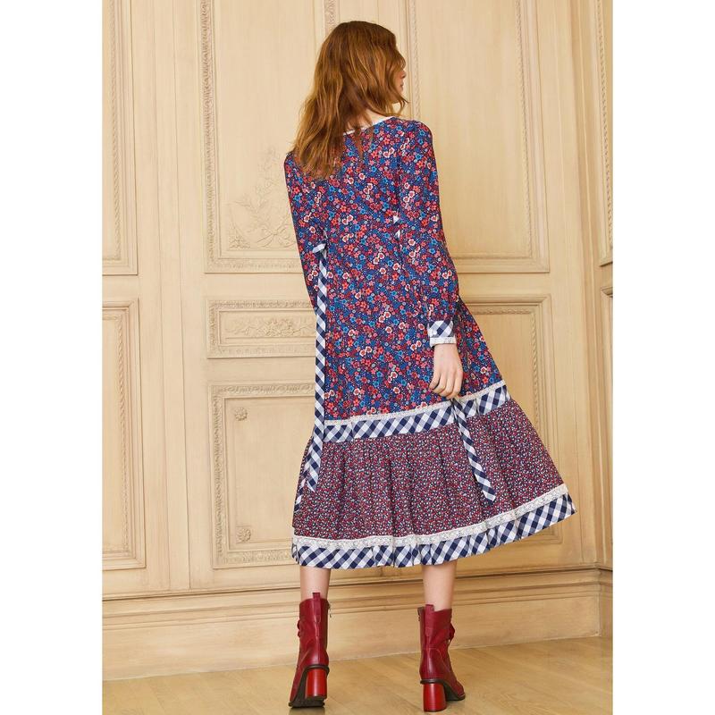 GUNNE SAX for ModCloth Veronica Midi Dress 100% Cotton Floral Print Long Sleeve Button Front (XS-4X)