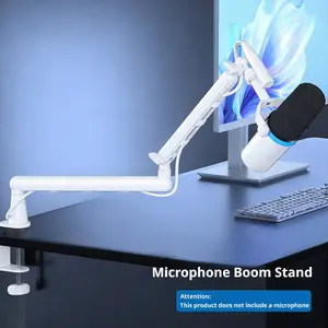 2026 Upgrade Microphone Arm, Cable Management Low Profile Telescopic Stand, 360° Rotatable Desktop Holder, Compatible with Sm7b Mv7 Am8 K688