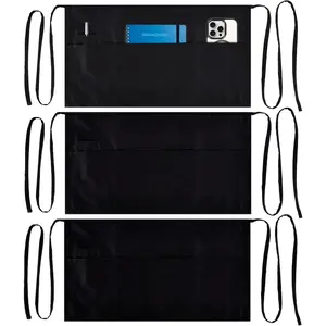 Server aprons with 3 pockets,waist apron with pockets,waitress apron,half apron,server apron,black aprons for servers,waiter apron,waist aprons for servers,cooking apron,serving apron