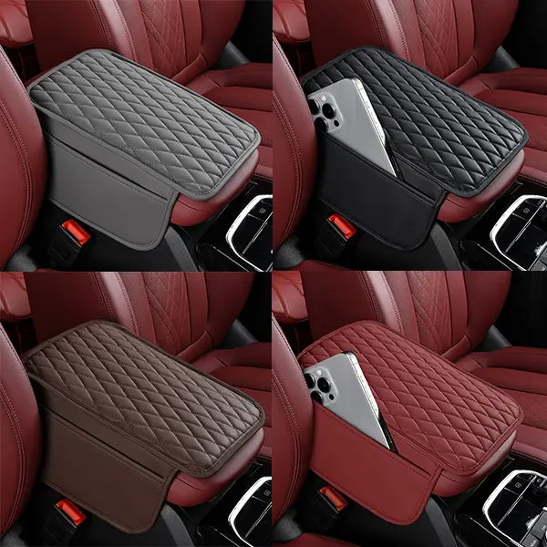 PU Leather Car Armrest Pad Storage Box - Quilted Design, Multi-Color, High-Quality Car Organizers for Enhanced Comfort and Organization, Cars