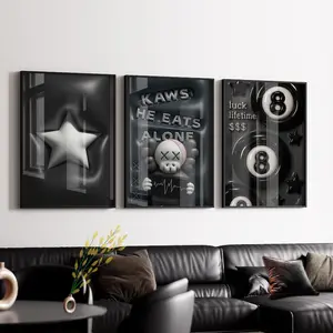 HypeBeast Wall Art Poster Set of 3 | 8 Ball Trendy Prints | Digital Cool Wall Art Set | 3D Room Decor Bundle | Minimalist Hypebeast Posters