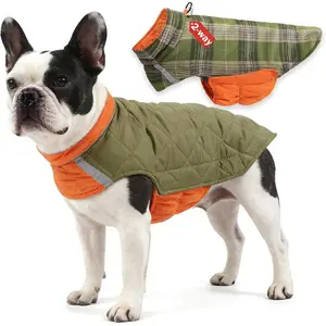 Warm Reversible Dog Winter Coat Lightweight Puffer Vest Snowsuit Waterproof for Large Breed Dogs Green M