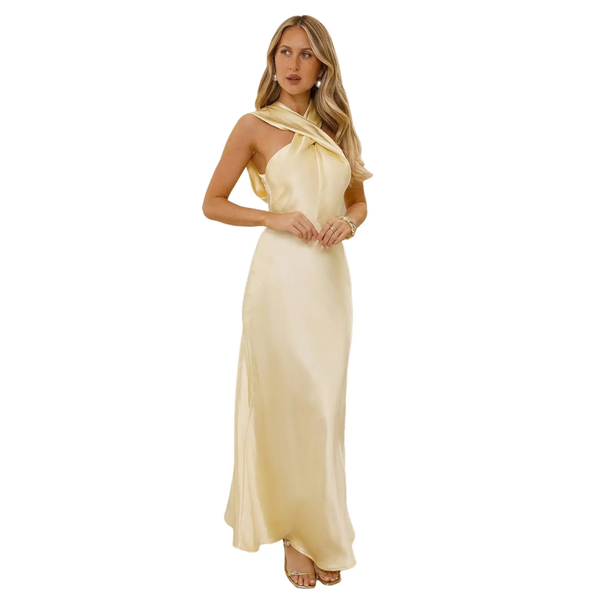 Silken Intent One Shoulder Maxi Dress Yellow Womenswear - TikTok Shop
