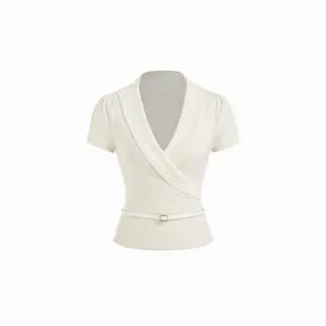 Cider Knit V-neck Wrap Short Sleeve Top With Belt SwimWeek
