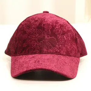 David And Young Burgundy Floral Velvet Cap