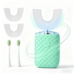 Adult Sonic Automatic Electric Toothbrush, 360° Oral Cleaning Stain Whitening, IPX7 Waterproof Rechargeable, u-Shape Brush Head*3+Straight Handle Brush Head*2, Suitable for Travel or Home Use