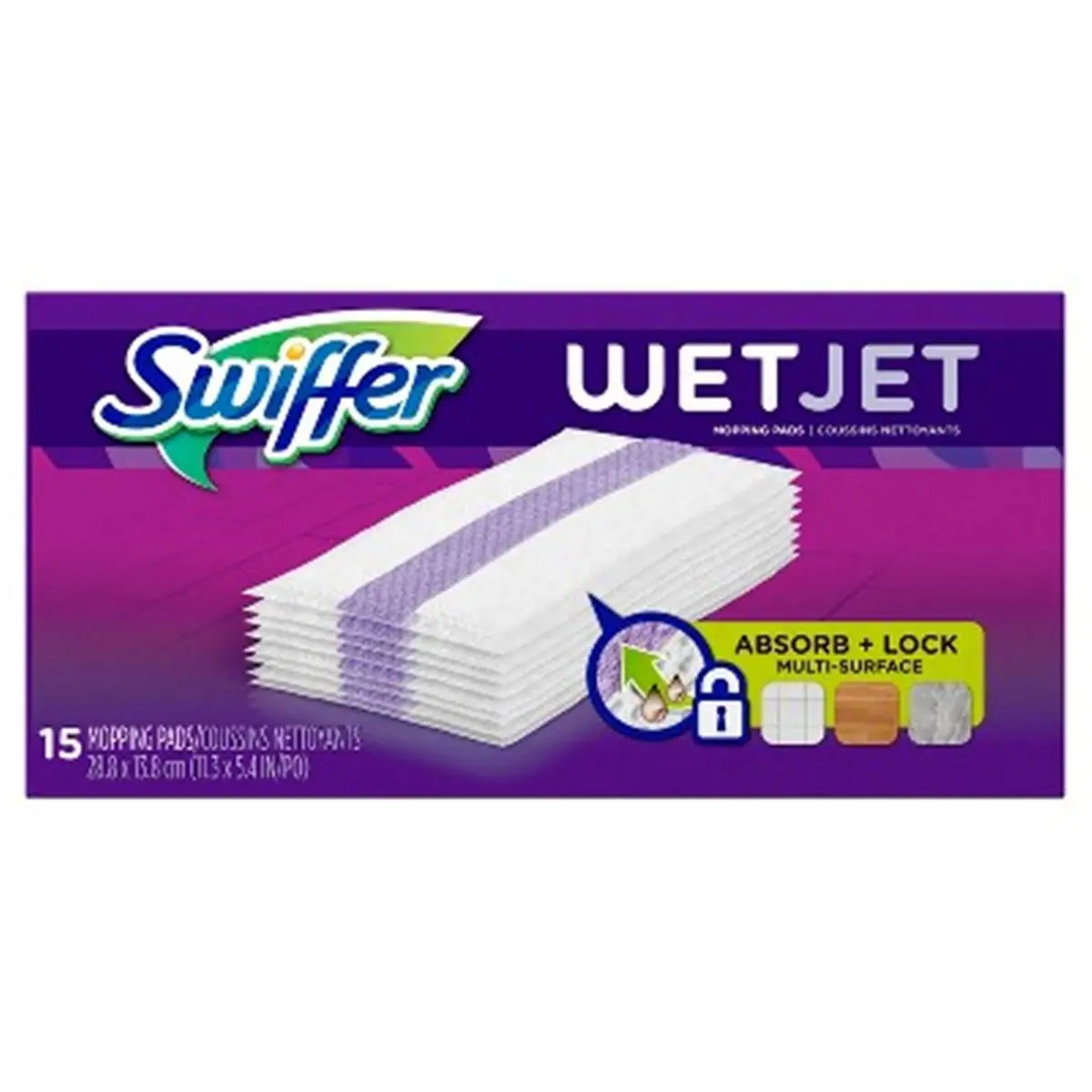 Procter & Gamble 3441903 Swiffer Wet Jet Refill Pad, 15 Count, Floor Cleaner, Household, 15 Pack