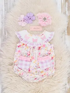 Lilac Butterfly Garden Smocked Bubble Romper