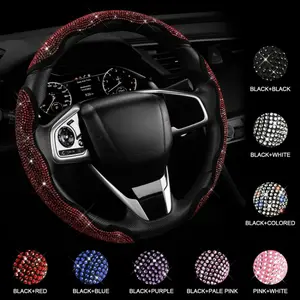 Land Diamond Bling Car Steering Wheel Cover with Crystal Rhinestones 3PCS Segmented Protector Universal Fit for 99% Cars Women's Christmas Gift land diamond bling car  accessories  girls Leather quick turn