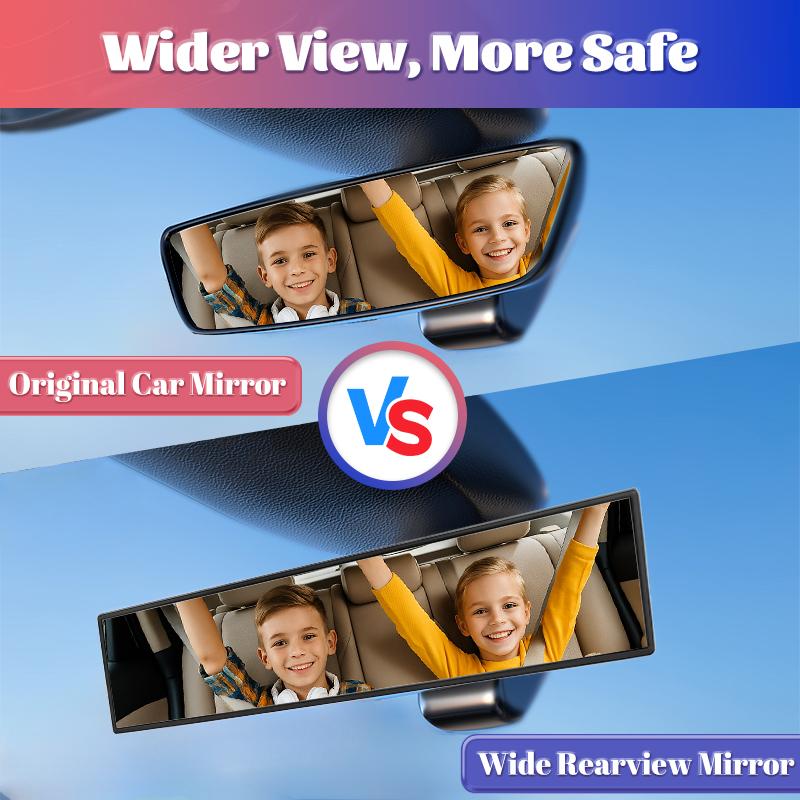 Universal 11.81 Inch Panoramic Convex real view Mirror, Interior Clip-on Wide Angle to Reduce Blind Spot Effectively for Car SUV Trucks Clear Visibility Safety Install Rearview High Definition