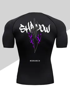 Men's Dragon Print Compression T-Shirt, Quick-Dry Breathable Stretch Fabric, Tight-Fitting Short Sleeve Fitness Activewear Top for Fitness and Outdoor Activities