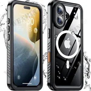 Fin IP68 Waterproof Case For iPhone 17 16 15 Pro Max Plus Full Body Protective Cover Swim Underwater Diving Magsafe Magnetic Fundas