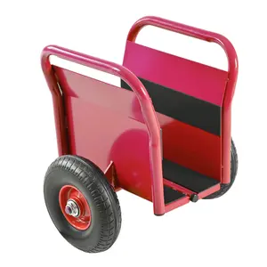 Heavy Duty Panel Dolly Dual-Wheel Portable Trolley – 1000 LBS Capacity All-Terrain Slab Cart with 10" Solid Rubber Tires, Adjustable Steel Design for Drywall, Door Transport (Red), Dual-Wheel Portable Trollies