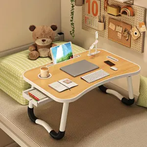 Laptop Bed Desk With USB Ports & Storage, Large Foldable Table For Laptops Up To 17", Four Colours To Choose(Black, Yellow, Pink,Blue)