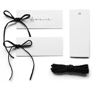 50 Pcs Place Cards for Table Setting -3.94"X1.57" Table Place Cards with Velvet Ribbon,Name Cards for Wedding Dinner Party Events (Black)