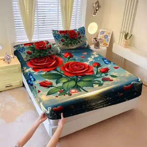 3-piece Bed Linen Set, Includes 1 Bed Cover and 2 Pillowcases, All-Season Mattress Protector, Bed Linen, Soft Comfort Deep-Open Design, Breathable Bedding, Bedroom & Guest Room Decor